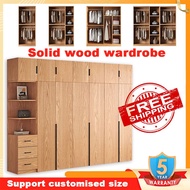 HDB Solid Wood Pair Door Wardrobe | Wardrobe Cabinet | 2/3/4/5/6 Door Wardrobe