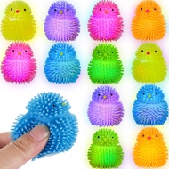 16 Pieces Puffer Chickens Chick Squeeze 1.6 Inch Flashing Puffer Ball Stress Relief Toys Small Chick