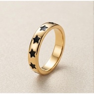MONDAY ZOO R001 Korean Style Black Star Gold Ring Beauty Circumference 7.5