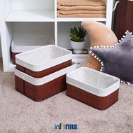 Informa Bamboo Storage Box 35x25x15 cm Set of 3 pcs - Brown Storage Box Multipurpose Box Storage Con