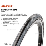 MAXXIS DETONATOR TYRE 700 X 25C ROADBIKE TIRE 700C WIRED BEAD 60 TPI MAX 120 PSI TAYAR RB GCYCLE