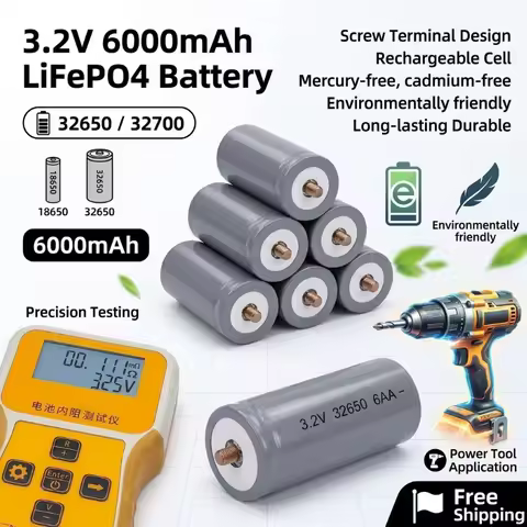 3.2V 6000mAh LiFePO4 Battery 32650 32700 Screw Terminal Rechargeable Lithium Iron Phosphate Cell for