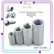 Galvanized Thread Long Nut/ Long Nut M8 X 30mm