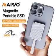 MAIWO Magnetic Portable PSSD External SSD 2000MB/s SSD for iPhone 16 15 Pro/Max ProRes 4K ProRes HDR