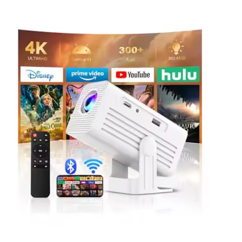 [Smart Projector with Apps] 4K Supported Mini Projector with Wifi and Bluetooth Movie Projector for 