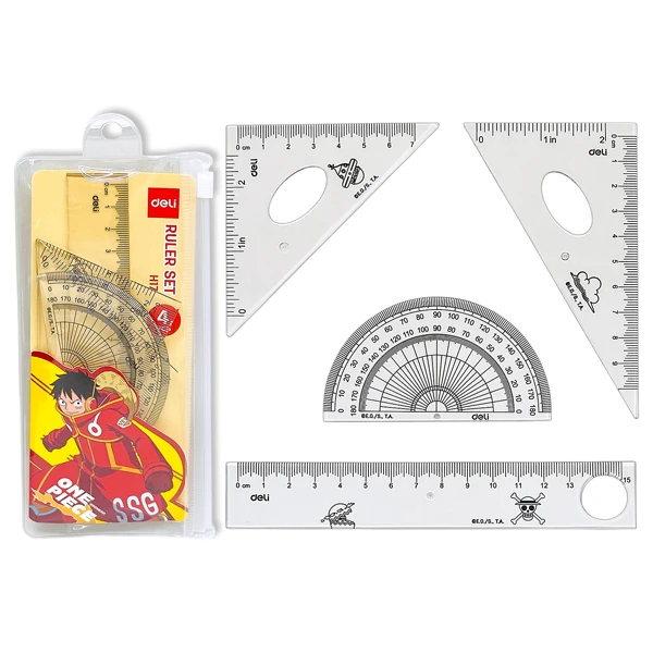 Thước Bộ Eke One Piece - Deli EH17 - Trong Suốt
