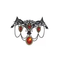Halloween Necklace Lace Bracelet Earrings Gothic Retro lolita Gothic Style Ruby Set Accessories