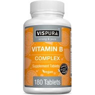 Vitamin B-Complex, 180 Tablet Vegan, Vitamin B Termasuk B12, B1, B2, B3, B5, B6, B7, B9, Asid Folik,