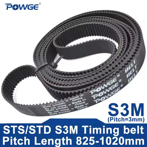 POWGE STD S3M Timing belt Lp=825-1020mm 828 840 852 864 870 879 882 885 888 894 900 909 918 924 927 