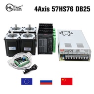 Nema23 76mm  stepper motor 2N.M 4 Axis kit with DM542 driver + MACH3 DB25 interface board + 350w 36v