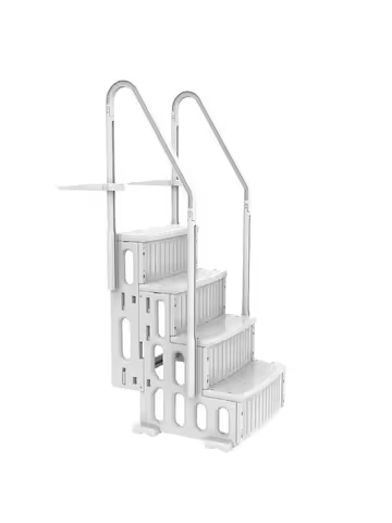 Swimming Pool Ladder Plastic 4 Step Anti Slip White For Above Ground Pools