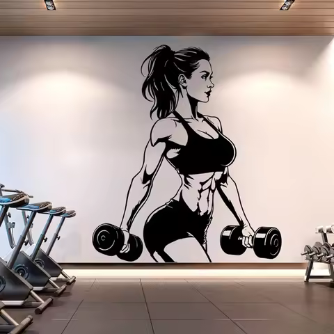 Gym Wall Decal Vinyl Power Fitness Workout Gym Girl Wall Stickers Gym Decor Workout Girl Motivation 