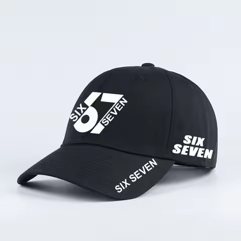 67 SIX SEVEN Soft-Peak Baseball Cap: Three-Sided Print Design, Stylish and Adjustable, Perfect for S