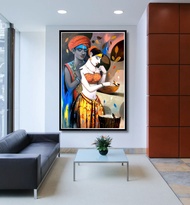 ภาพอะคริลิค Radha Krishna ผ้าใบวาดภาพพิเศษขนาดใหญ่ของขวัญที่ดีที่สุดสำหรับการตกแต่งบ้านสำหรับครอบครั