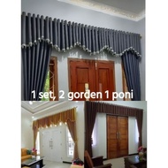 1 Set Gorden Poni Jendela Atas Pintu Tengah Ruang Tamu Panjang 250 cm