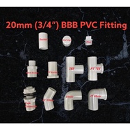 20MM (3/4") PVC Fitting / PVC Connector - Socket/Elbow/Tee - P/T Socket Elbow/Valve Socket/Plug/End Cap/Tank Connector