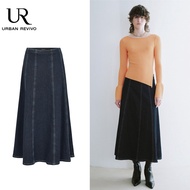 URBAN REVIVO Womens Vintage Stretch High Waist A-Line Midi Long Denim Skirt XXS-XL