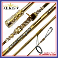 (5'6ft - 6'6ft) Ajiking Platinum Gold Casting Fishing Rod Joran Ikan