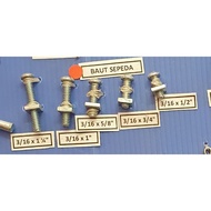 Bicycle Nut Bolts (3/16 x 1/2), (3/16 x 5/8), (3/16 x 3/4), (3/16 x 1), (3/16 x 1 1/4)