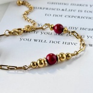 18K帝王硃砂兩用鍊手鍊腳鍊 - 18K醫療鋼/帝王紫金砂/硃砂