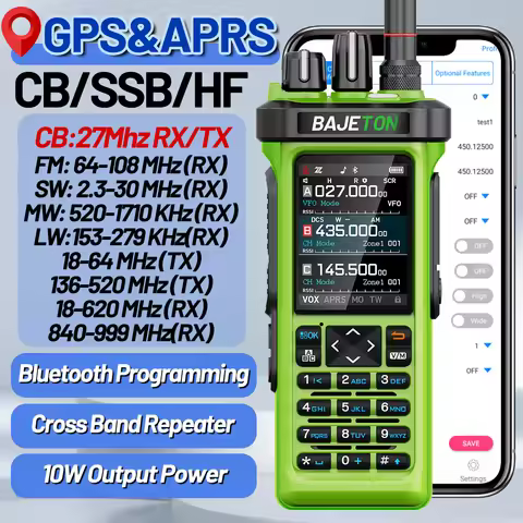 BAJETON BJ-9000 GPS APRS Walkie Talkies 10W CB/SSB/RX/HF CB 27Mhz Bluetooth Programming Long Range F