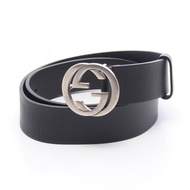 【二手】Gucci 互扣式 G 皮帶 368186 黑色皮革皮帶 女士二手 B