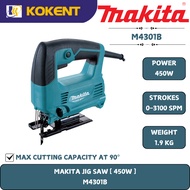 Makita Jigsaw, 450W, Cutting Capacity 65mm, 0 - 3,100spm, 1.9kg M4301B