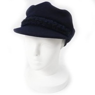 香奈兒 (CHANEL) 2019 19V 斜紋軟呢報童帽，深海軍藍，S 碼，德國製造，正品，女士款，成色極佳，飾有 Coco 標誌。