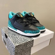 Sepatu Anak Jordan 3 Retro Black Tosca Import Premium