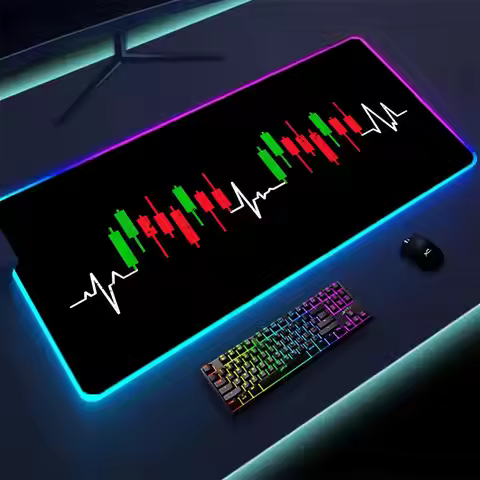 RGB Stock Market Mouse Pad Trading Chart Pattern PC Gaming Mouse Pad HD Gamer LED Light XXL HOT Cand