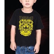 Kids size Baju 'Selamanya Harimau Malaya'- tshirt Jersey microfiber black roundneck (160 GSM)