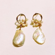 天然巴洛克珍珠耳環