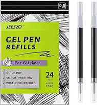 JEEZZO Gel Ink Refills for Retractable Click Pens Black Medium Point Compatible with Pilot G2 Pentel Energel Jetstream Sharpie S-Gel Uniball Signo Zebra Sarasa 24 pcs