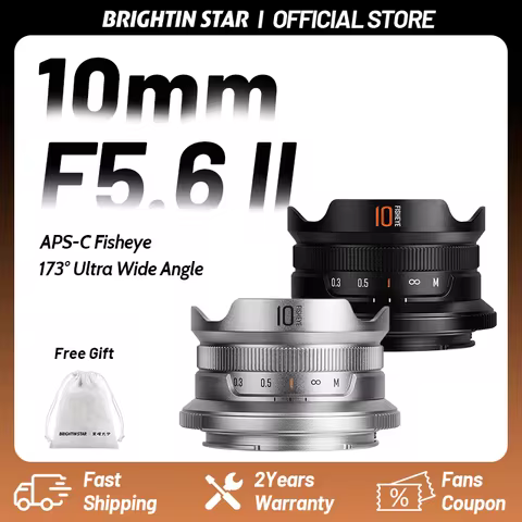 Brightin Star 10mm F5.6 II Fisheye Wide Angle APS-C Mirrorless Camera Lens for M4/3 Canon EF-M EOS R