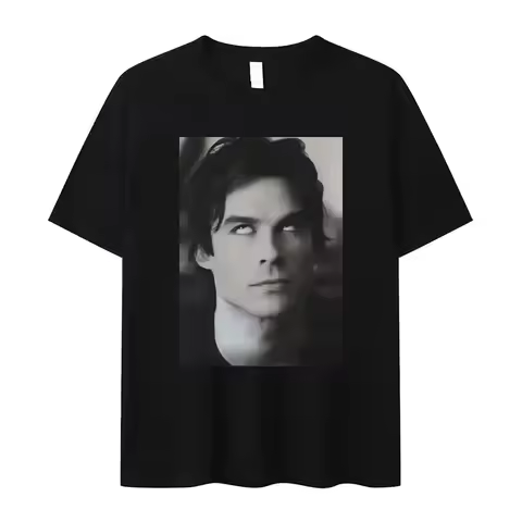 Damon Salvatore Ian Somerhalder The Vampire Diaries TV Show T-shirt Women Summer Tops O-neck Cotton 
