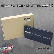 4K HDMI SWITCHER SPLITTER 2 IN 8 OUT HDMI SWITCHER 4K 60HZ 2X8 3D VIDEO CONVERTER SWITCHER FOR PS4 D