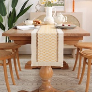 Rustic Woven Cotton Linen Table Runner Burlap Striped Splicing Bohemian Style Table Cloth Dining Wed