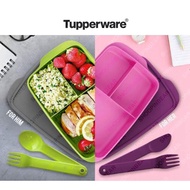 🔥COUPLE SET🔥Tupperware 1 Litre Pink / Green Jollitup + Culteries with Case Lunch Set Box Bekas Lunch dengan Set Sudu