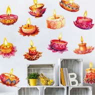 【24pcs/set】2026 New Diwali Wall Stickers Deepavali Festival Party Decorative Window Stickers India D
