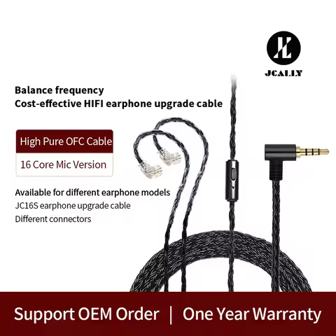 JCALLY JC16S 16 Core OFC Upgrade Cable with Mic HIFI Earphones Upgrade Cable For KZ EDX ZSN ZS10 PRO