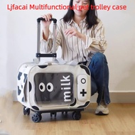 Ljfacai Pet Trolley Case Cat Bag Outing Portable Pet Trolley Case Large Capacity Cat Backpack Messenger Portable Dog Bag Breathable Cat Cage Cat Box