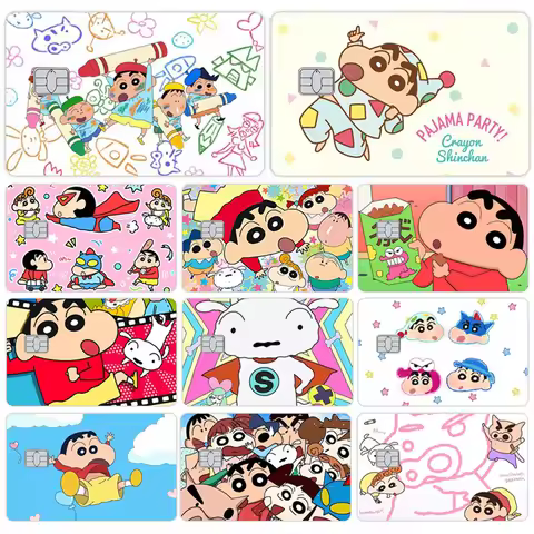 Anime Shin-chan Cartoon Credit Card Skin Stickers for VISA Bank Card Bus Card Protective Film Sticke