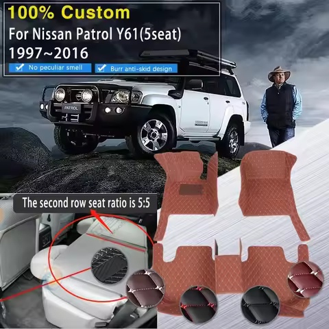 Car Floor Mats For Nissan Patrol Safari Patorōru Y61 1997~2016 5 Seater Anti-dirty Carpets 2rd Row S
