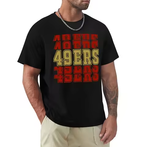 logo gift idea 49ers T-Shirt 2024 oversized man clothes mens funny Men Women Good Omens T Shirt heav