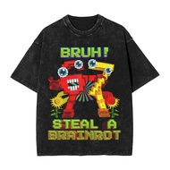 Men's Harajuku 67 676-7 Fun Italian Brainrot Wash Printed Fashion Cotton T-shirt Top