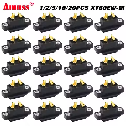 Amass XT60EW-M Mountable XT60E Male Plug Connector DC500V 20A-40A 0.6mΩ Gold-Plated for RC Drone DIY