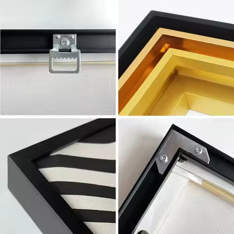 Customized DIY Frame Kit Gold Black Metal Aluminum Outer Frame and Wooden Inner Frame for Canvas Pai
