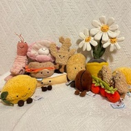 稀有款Jellycat 花生鎖匙扣 peanut charm 🥜 / 芝士 cheese 🧀 / 原個檸檬 lemon 🍋 / 蝦 shrimp 🦐 / 車厘茄 tomato 🍅 / 珍珠貝殼 Cle