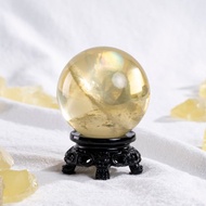 彩虹黃水晶球 091贈實木底座