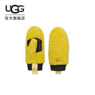 UGG 2022秋冬新款女士配件舒适绒连指手套（饰有徽标）21631 SNMB | 日落黄色 S/M